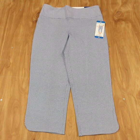 S.C. & CO. 360 Degree Tummy Control Capri Pants Sz 10 Blue Geo Print Skimmer NWT - Picture 6 of 13